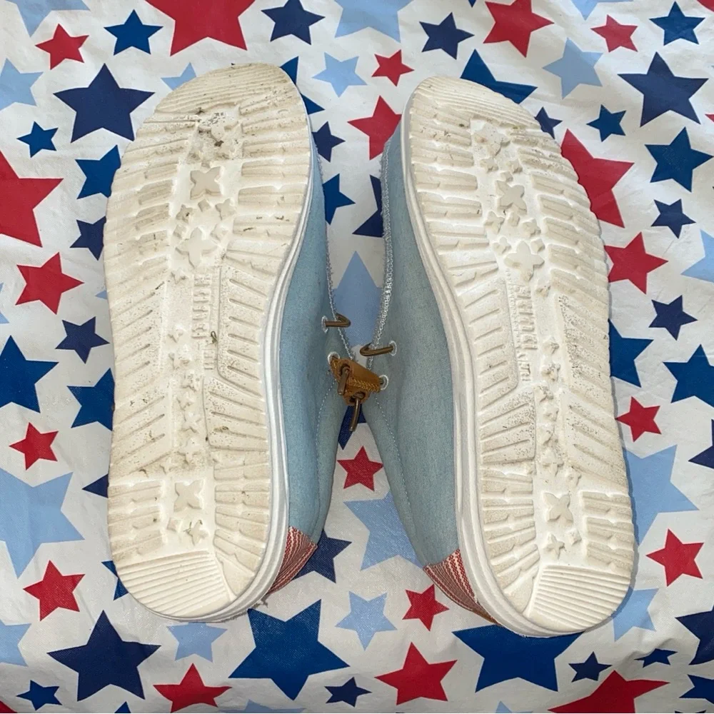 Hey Dude Mens Light Blue Loafers American Flag - Picture 4 of 4